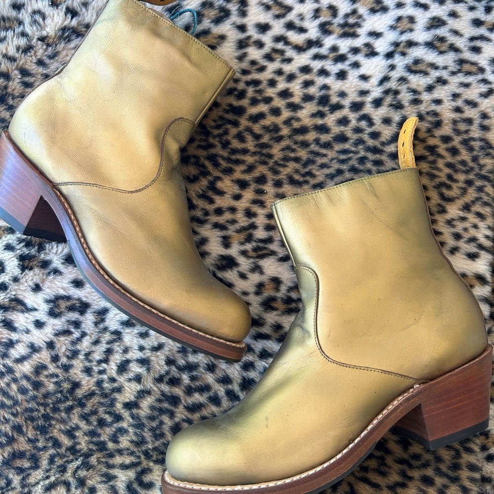 GOLD Leather Ankle Boots with Stacked Heel Chelsea 7 PS Kaufmann